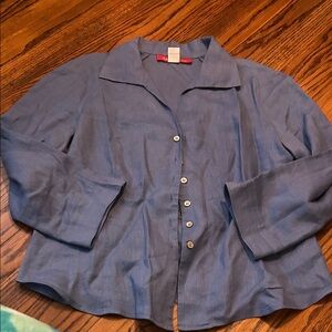 Anne Klein Blue Linen Top
